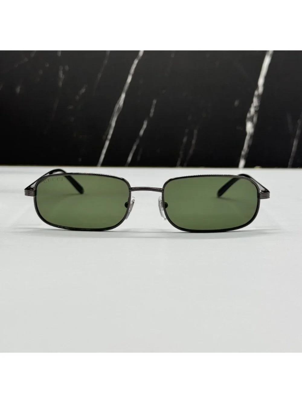 New Gucci GG1457S 003 Gray Green Square Metal Sunglasses